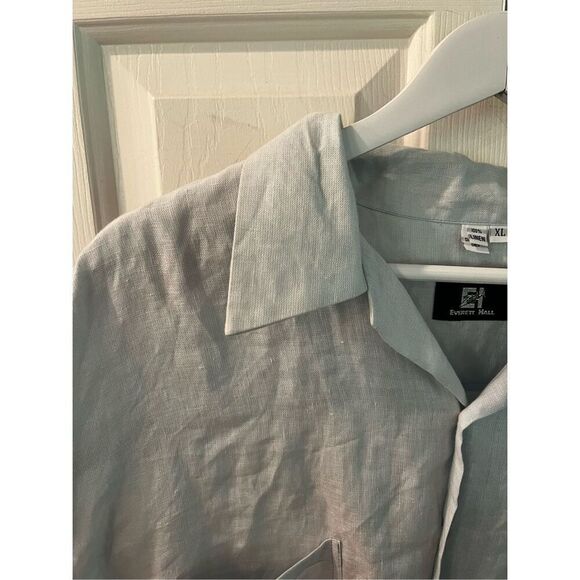 Everett Hall Men’s Light Blue Short Sleeve Button Up Double Pocket Shirt sz XL E - Picture 7 of 9